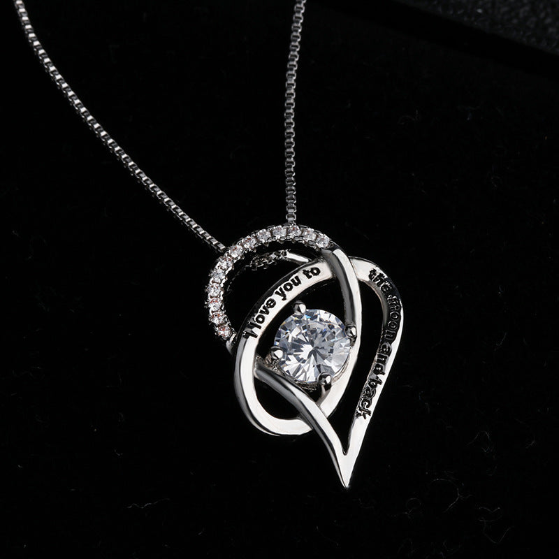 I Love You To The Moon and Back Heart Pendant Necklace