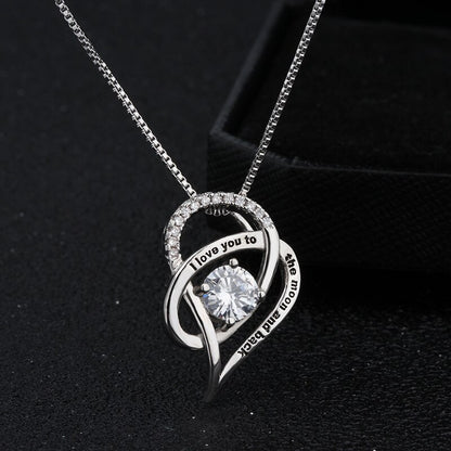 I Love You To The Moon and Back Heart Pendant Necklace