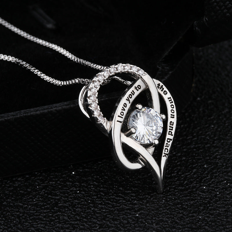 I Love You To The Moon and Back Heart Pendant Necklace