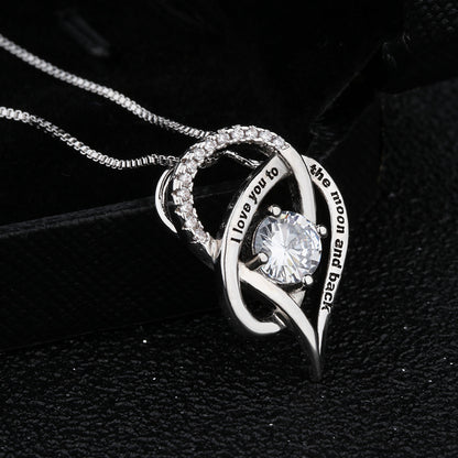 I Love You To The Moon and Back Heart Pendant Necklace